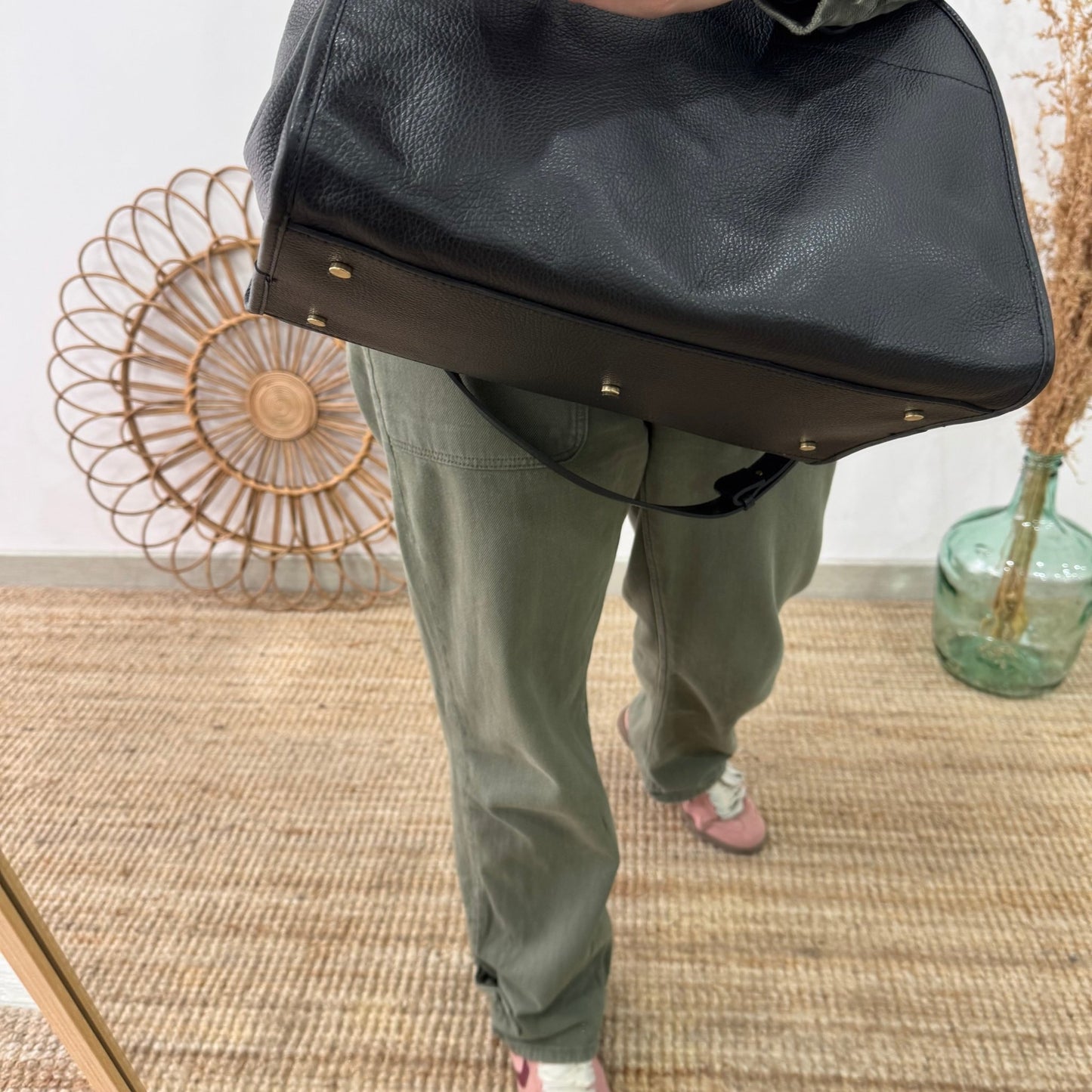 Shopper hebillas piel negro - Bubbleshopbcn