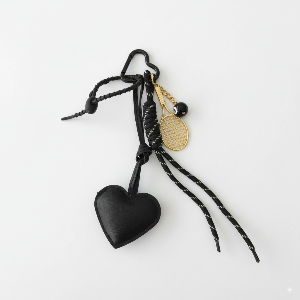 Charm raqueta y corazón negro