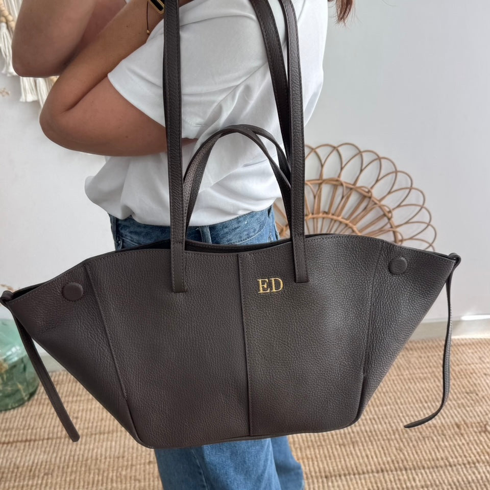 Bolso tote marrón piel