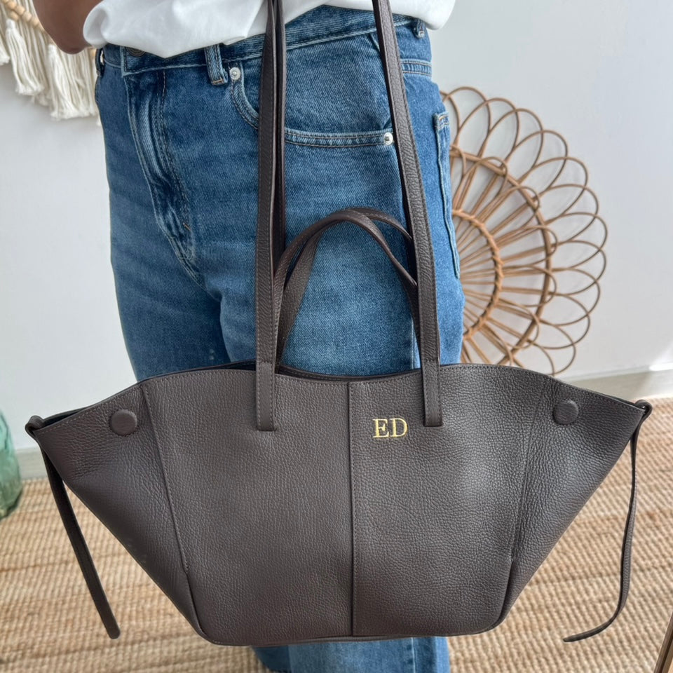 Bolso tote marrón piel