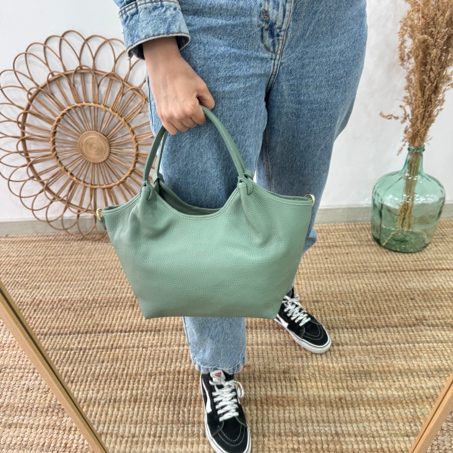 Bolso saca mediana mint piel