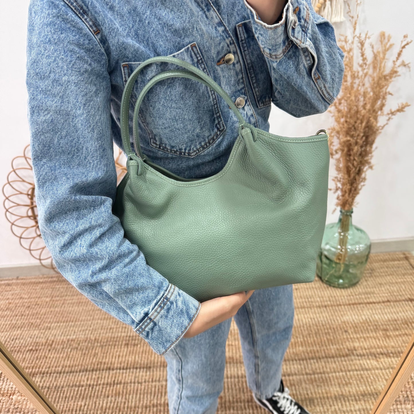 Bolso saca mediana mint piel