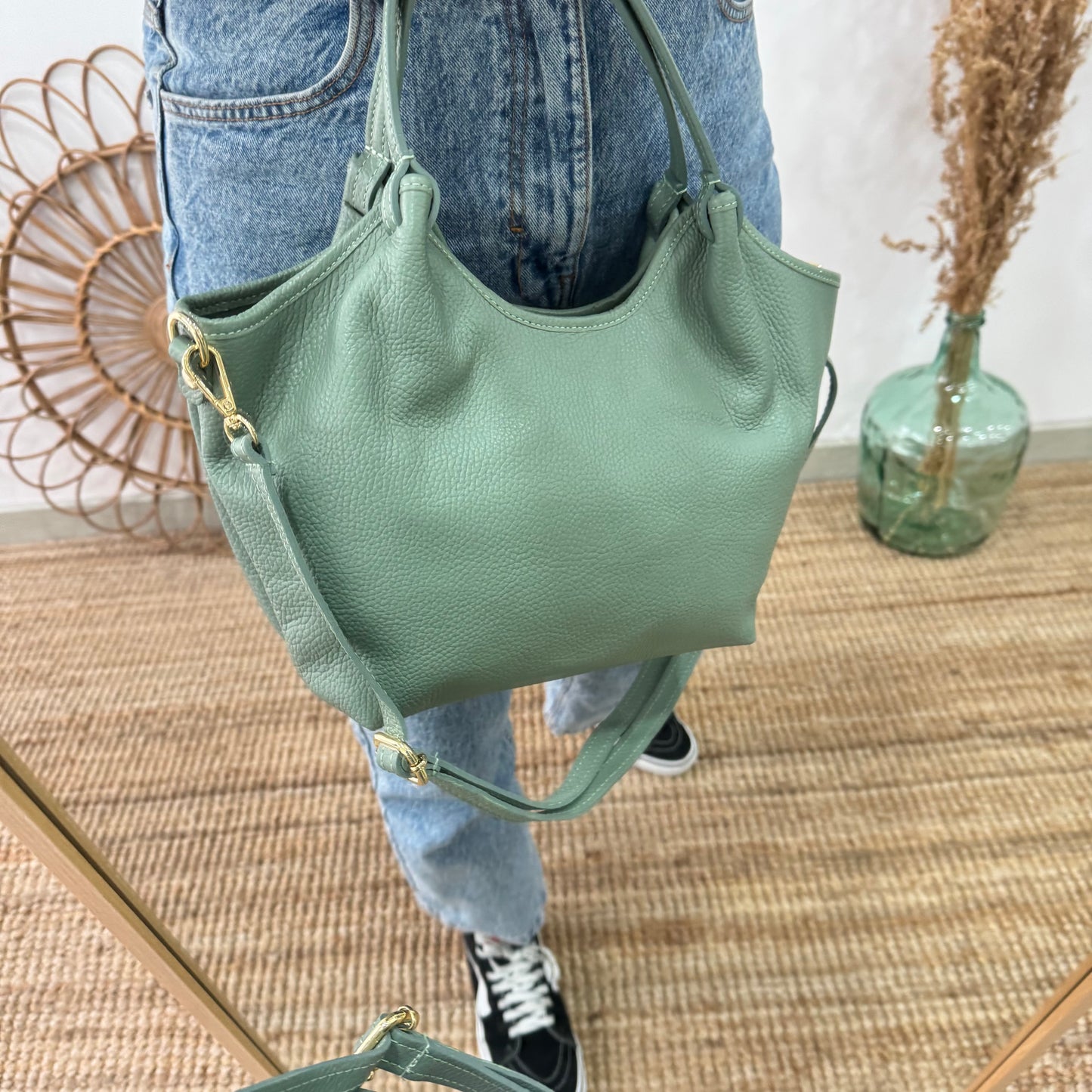 Bolso saca mediana mint piel