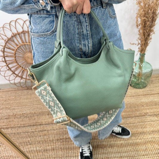 Bolso saca mediana mint piel