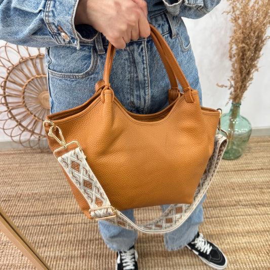 Bolso saca mediana camel piel