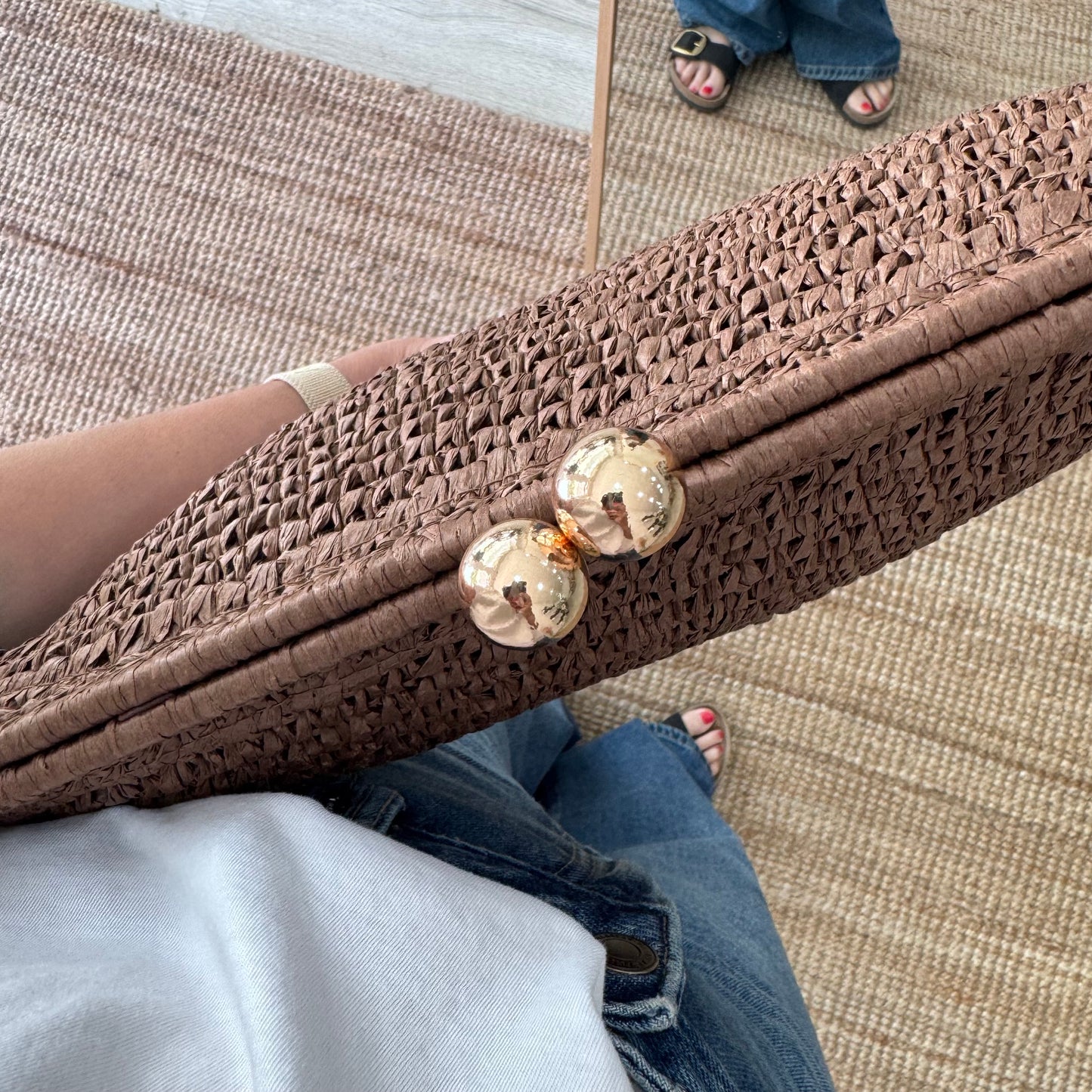 Bolso boquilla trenzado marrón