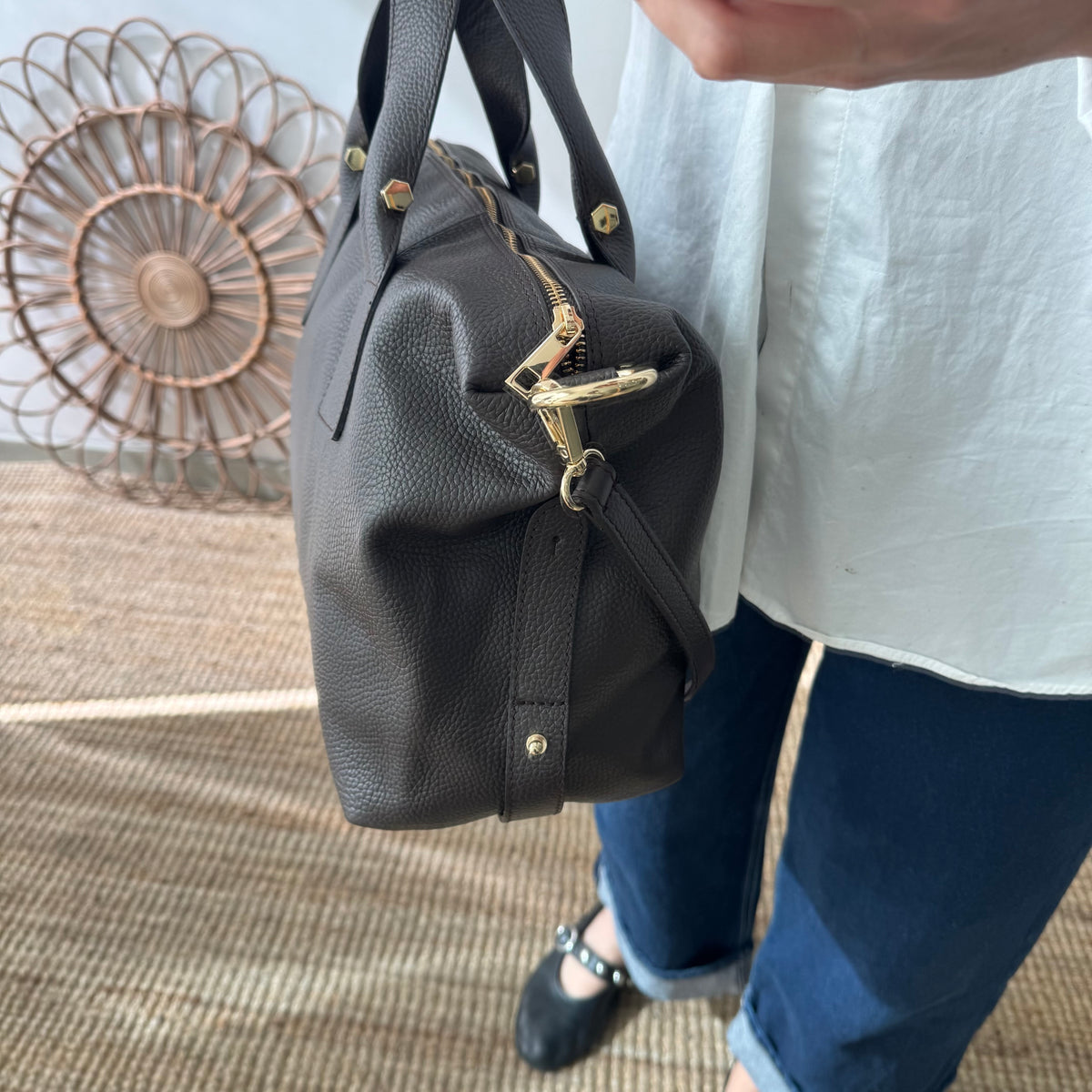 Bolso Bowling de piel marrón