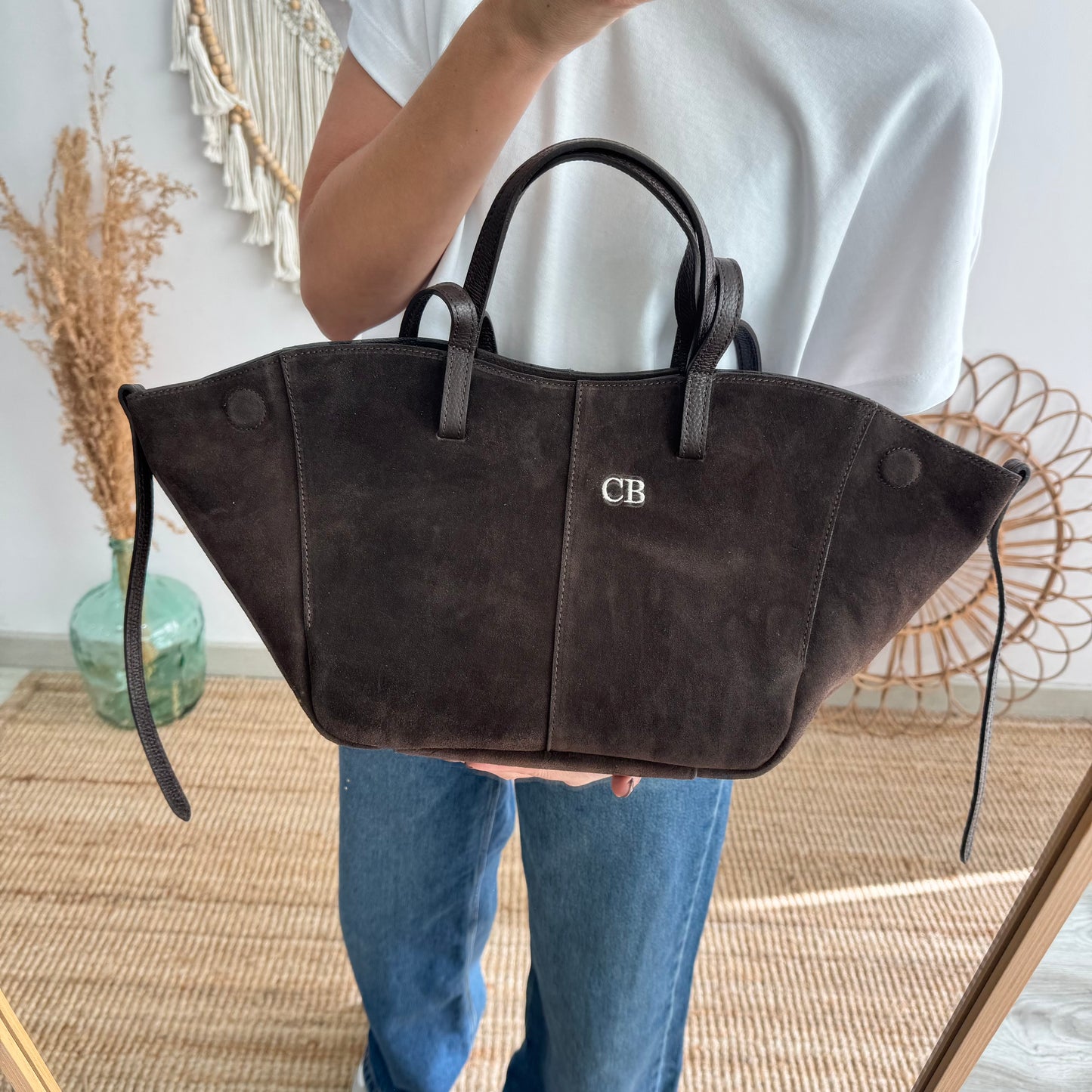 Bolso tote serraje marrón