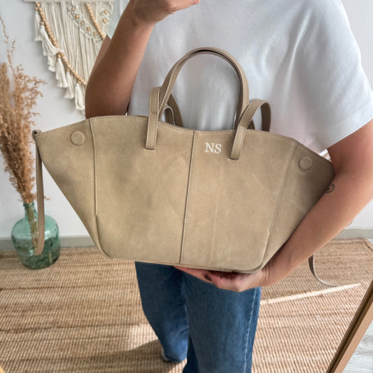 Bolso tote serraje taupe