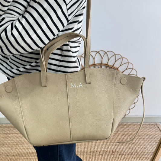 Bolso tote taupe piel