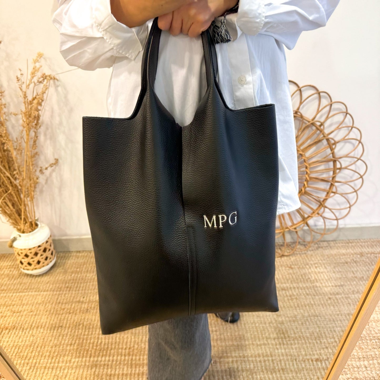 Bolso Tote piel negro con monedero - Bubbleshopbcn