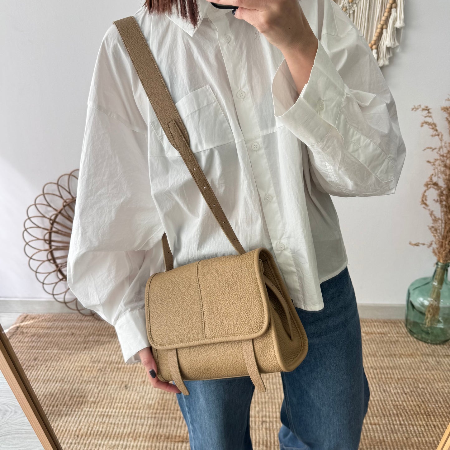 Bolso Satchel en Piel taupe