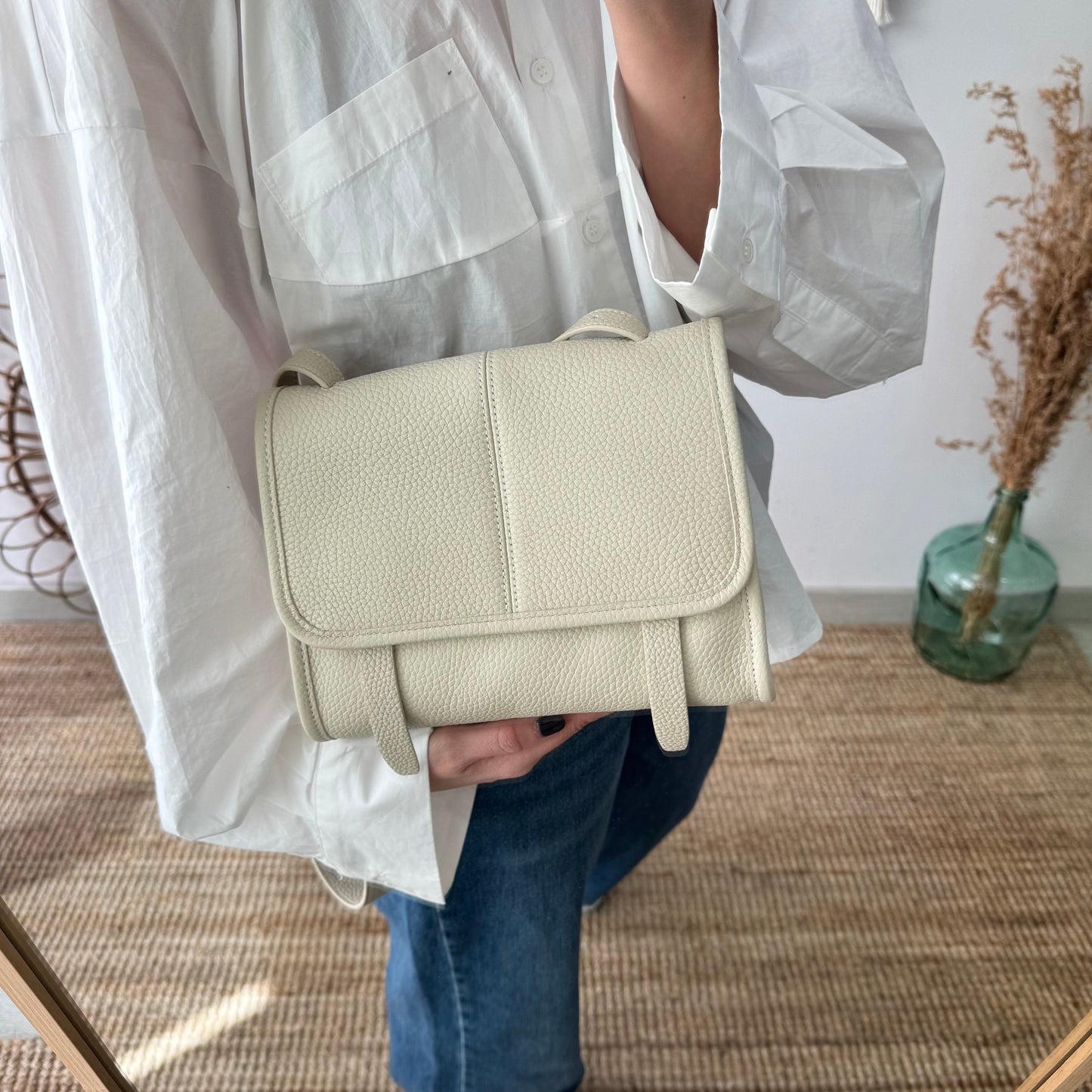 Bolso Satchel en Piel beige