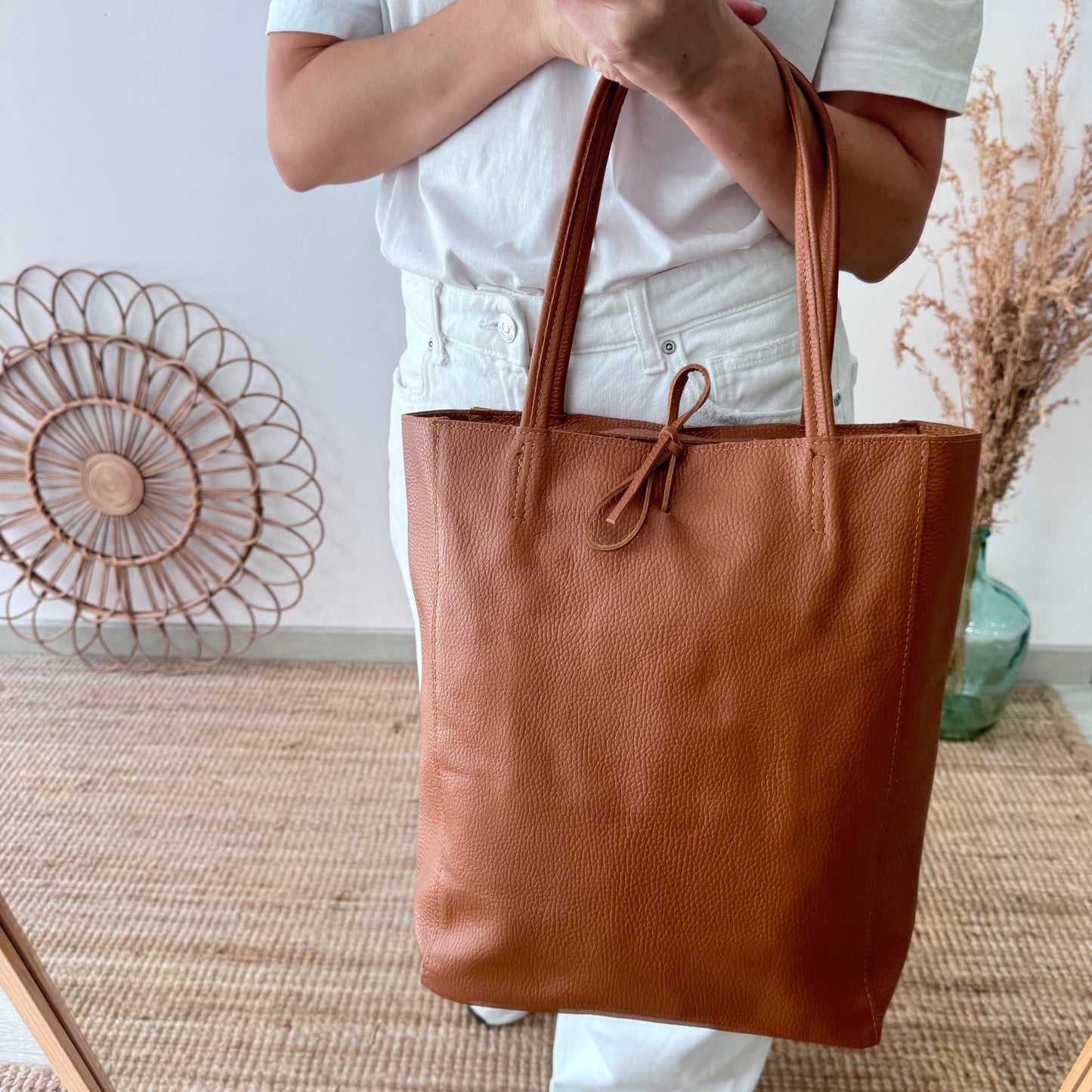 Bolso grande piel personalizado iniciales bordadas