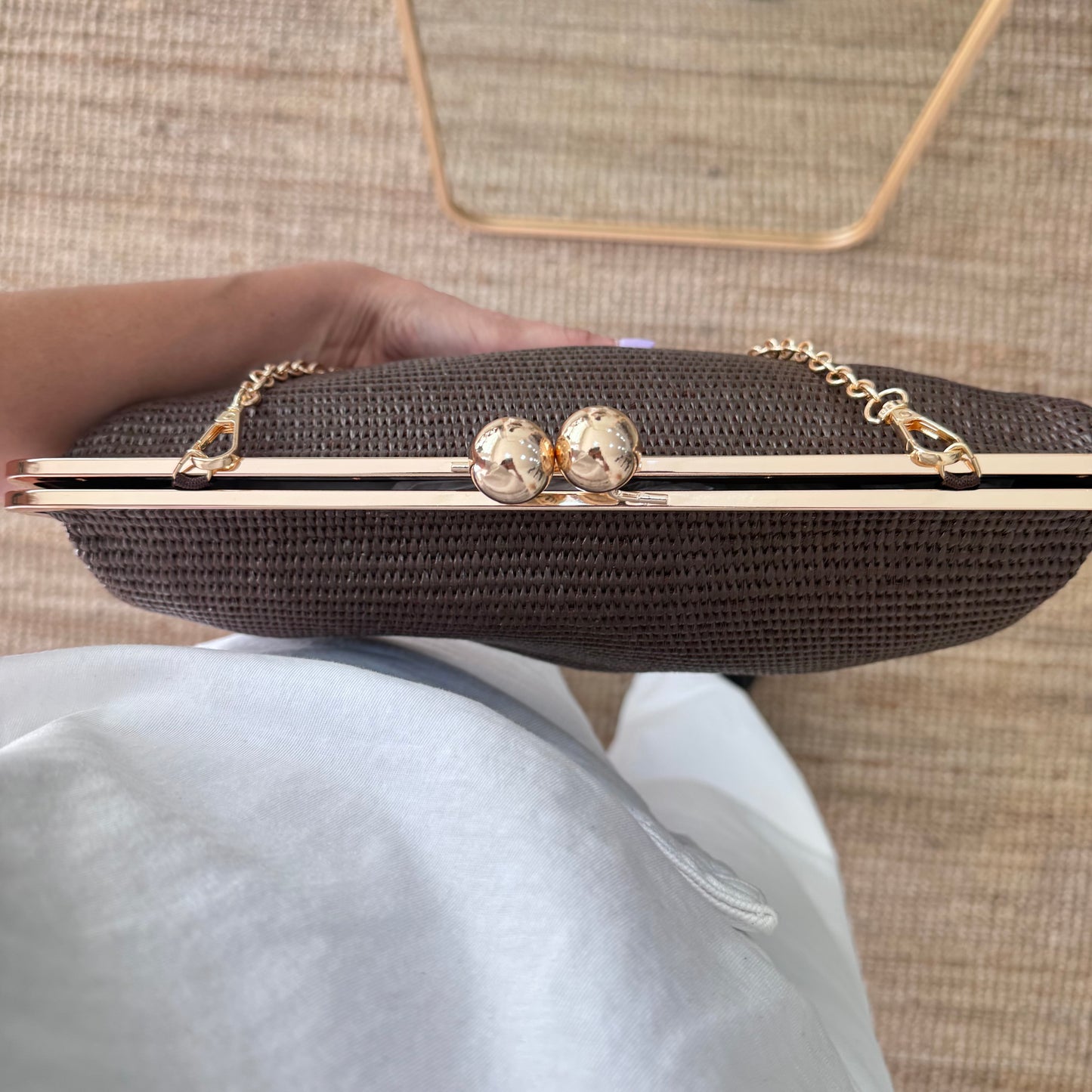 Bolso clutch boquilla marrón