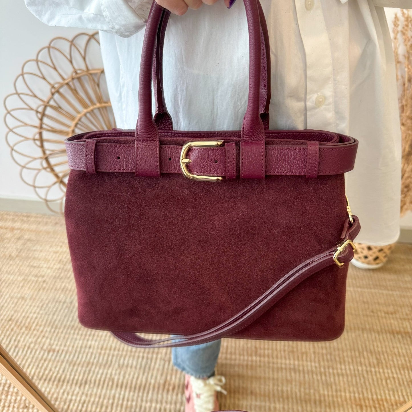 Bolso cinturon serraje granate - Bubbleshopbcn
