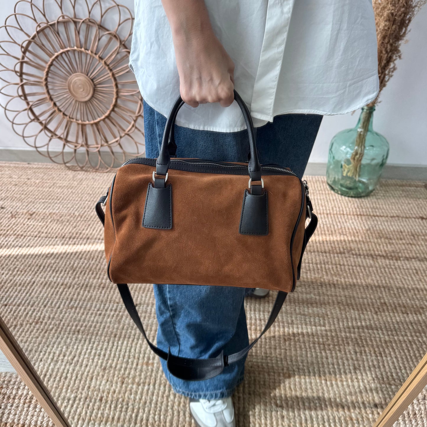 Bolso Bowling camel Serraje y Piel