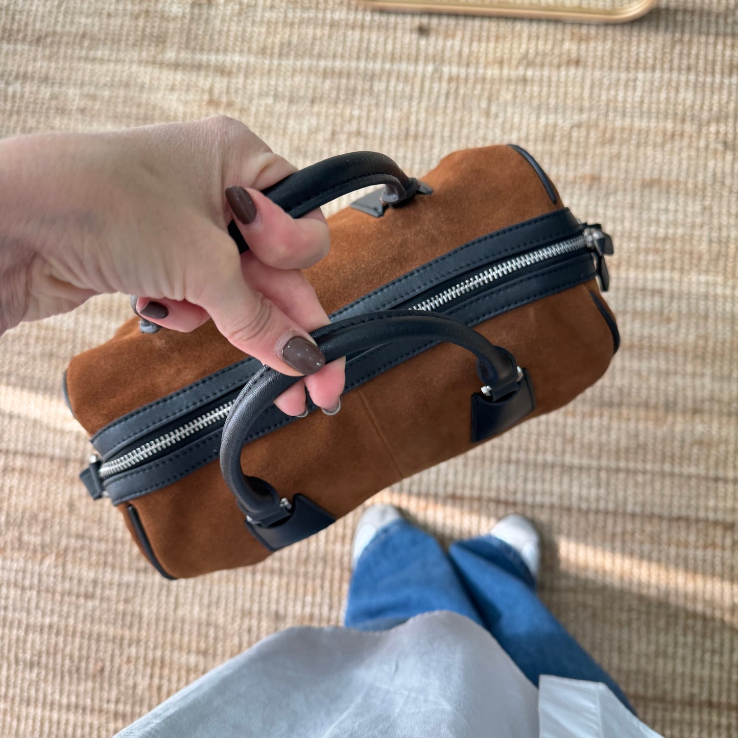Bolso Bowling camel Serraje y Piel