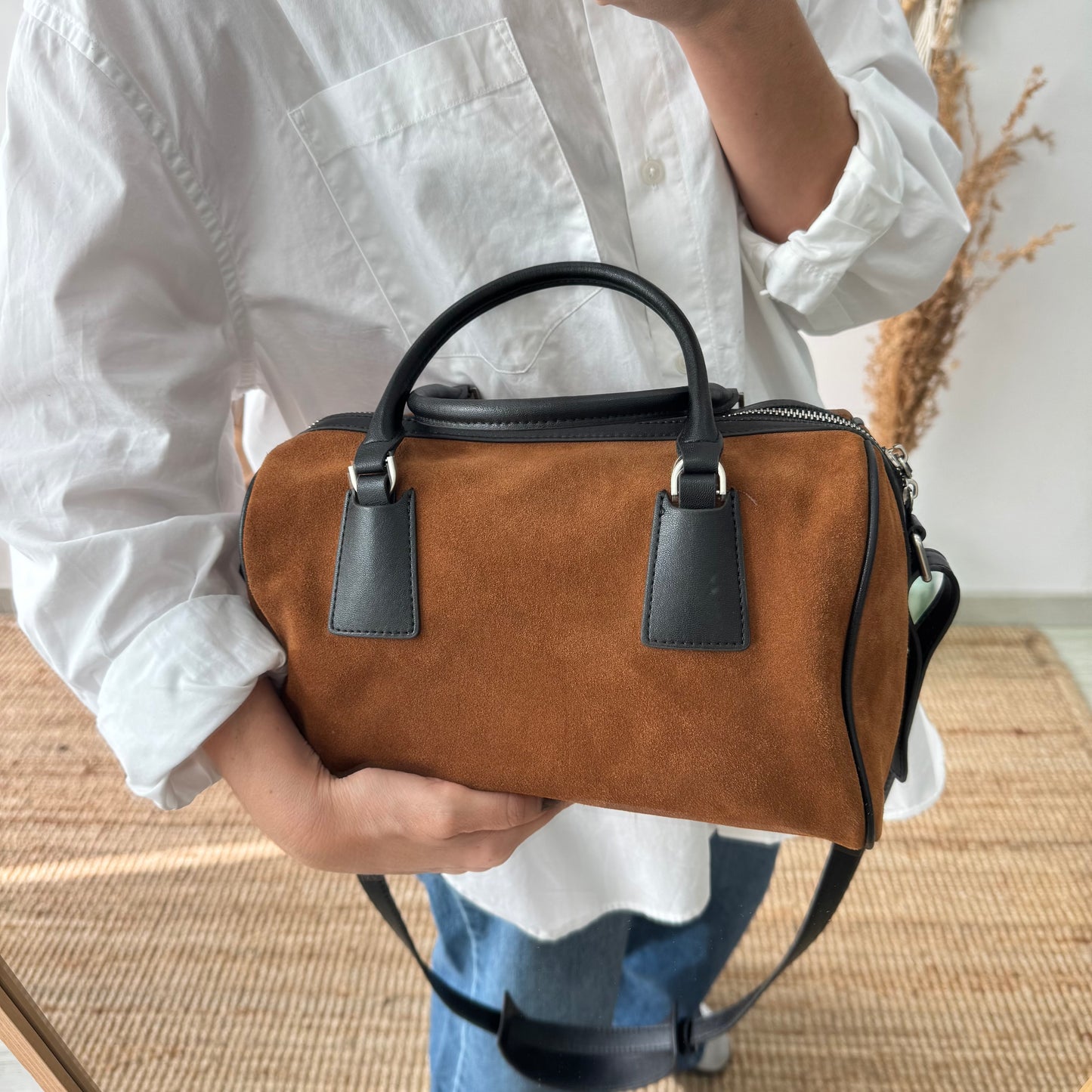 Bolso Bowling camel Serraje y Piel