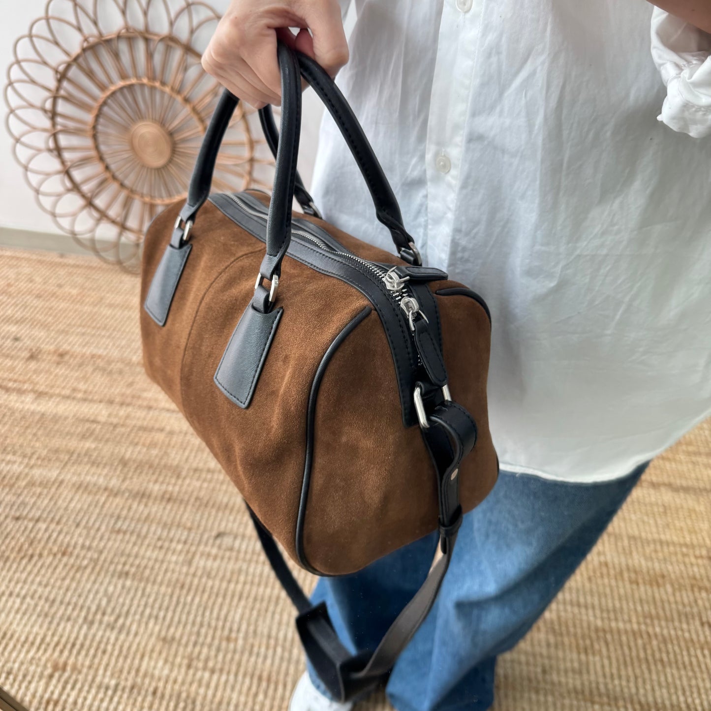 Bolso Bowling marrón Serraje y Piel