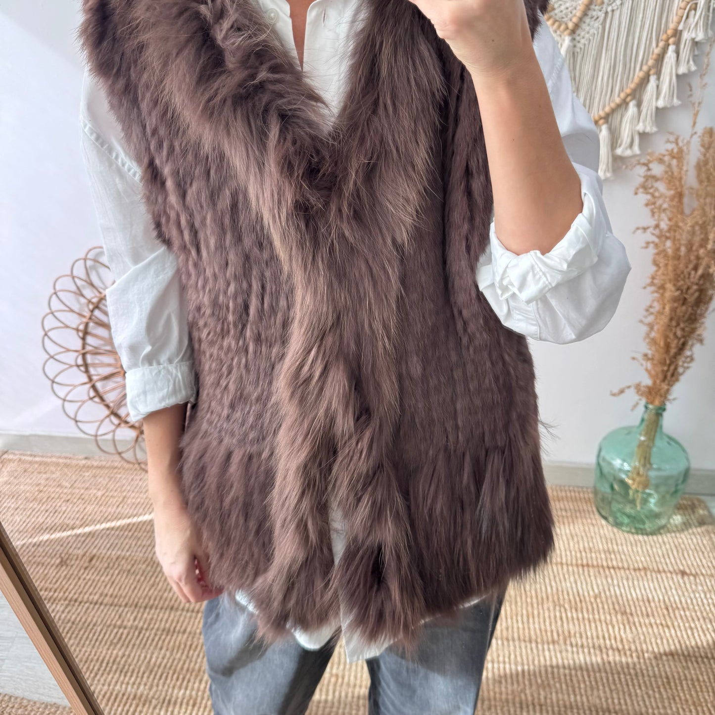 Chaleco de pelo natural marrón