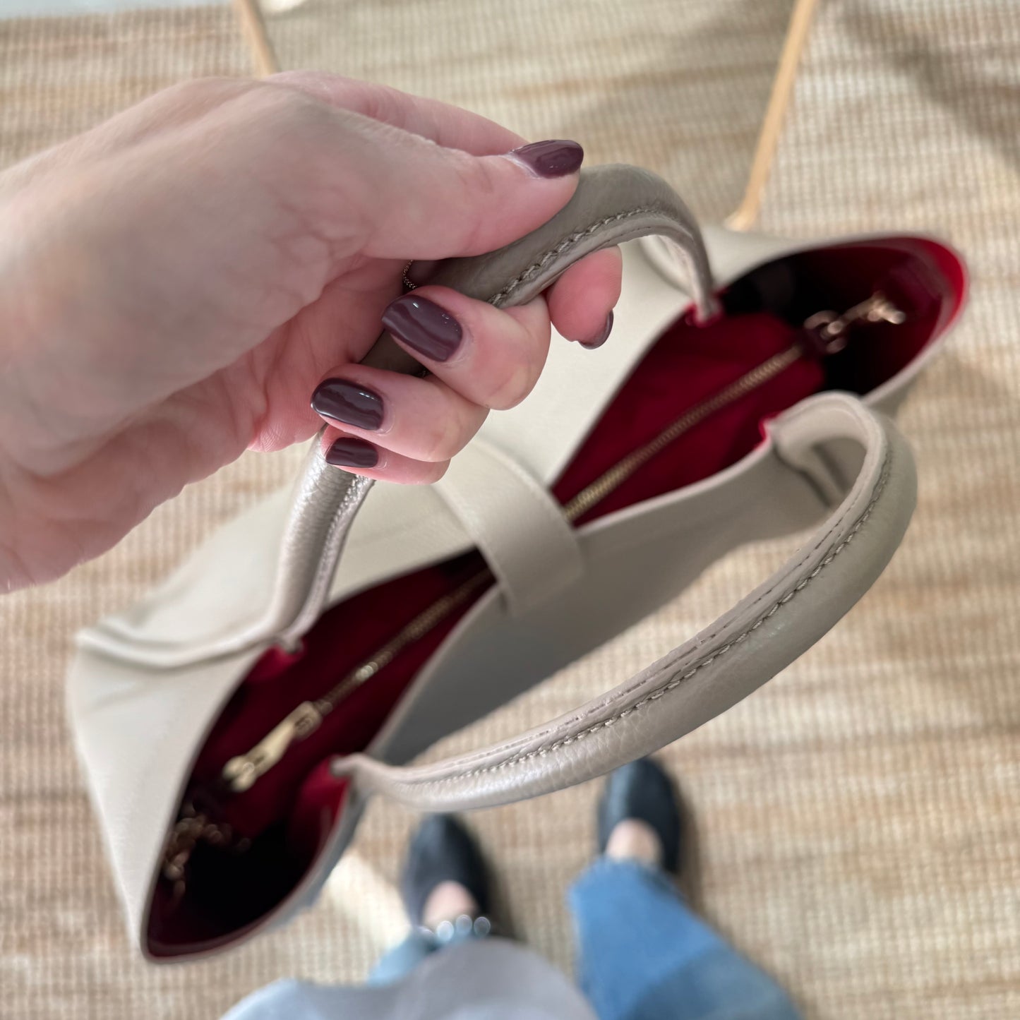 Bolso shopping piel taupe