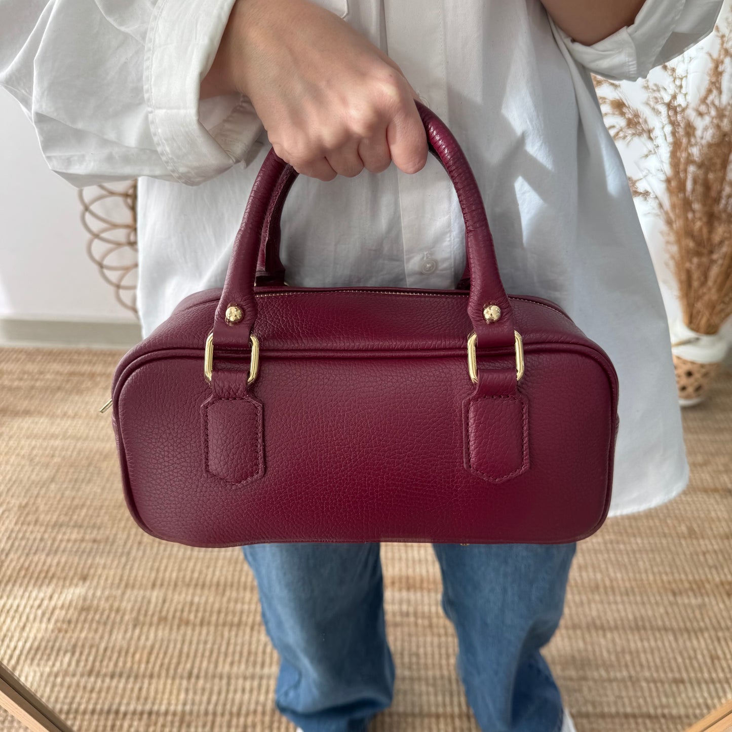 Bolso rectangular piel granate