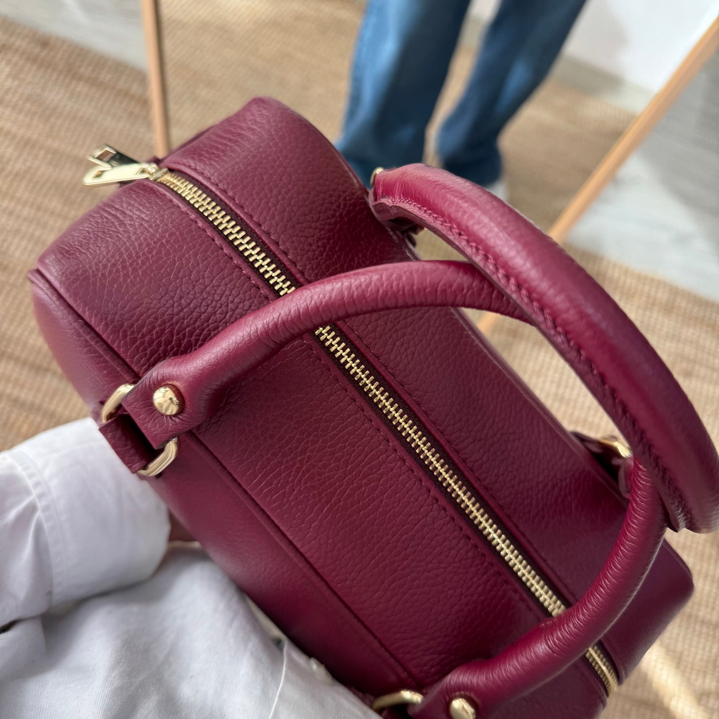 Bolso rectangular piel granate