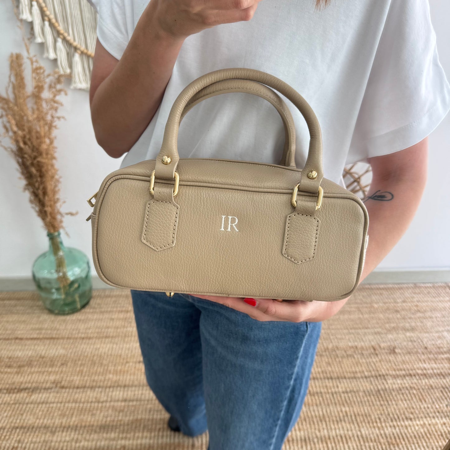 Bolso rectangular piel taupe