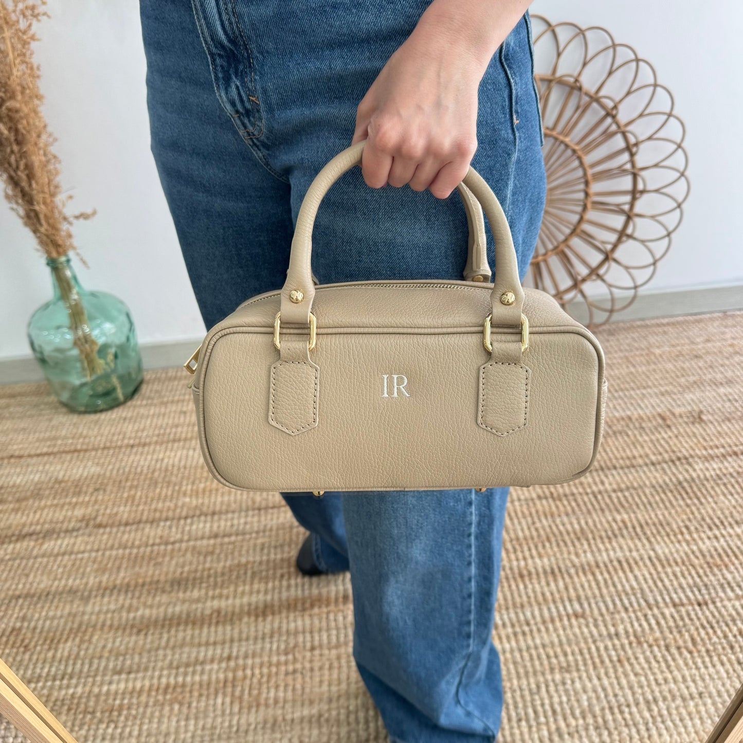 Bolso rectangular piel taupe
