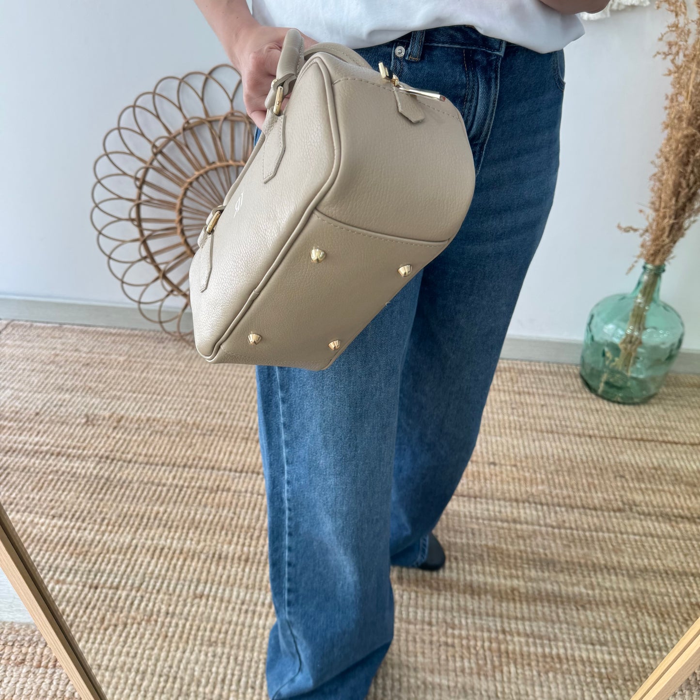 Bolso rectangular piel taupe
