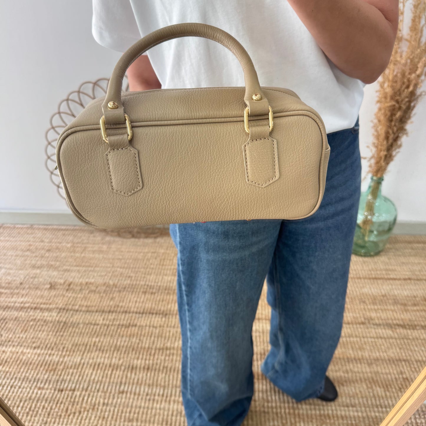 Bolso rectangular piel taupe