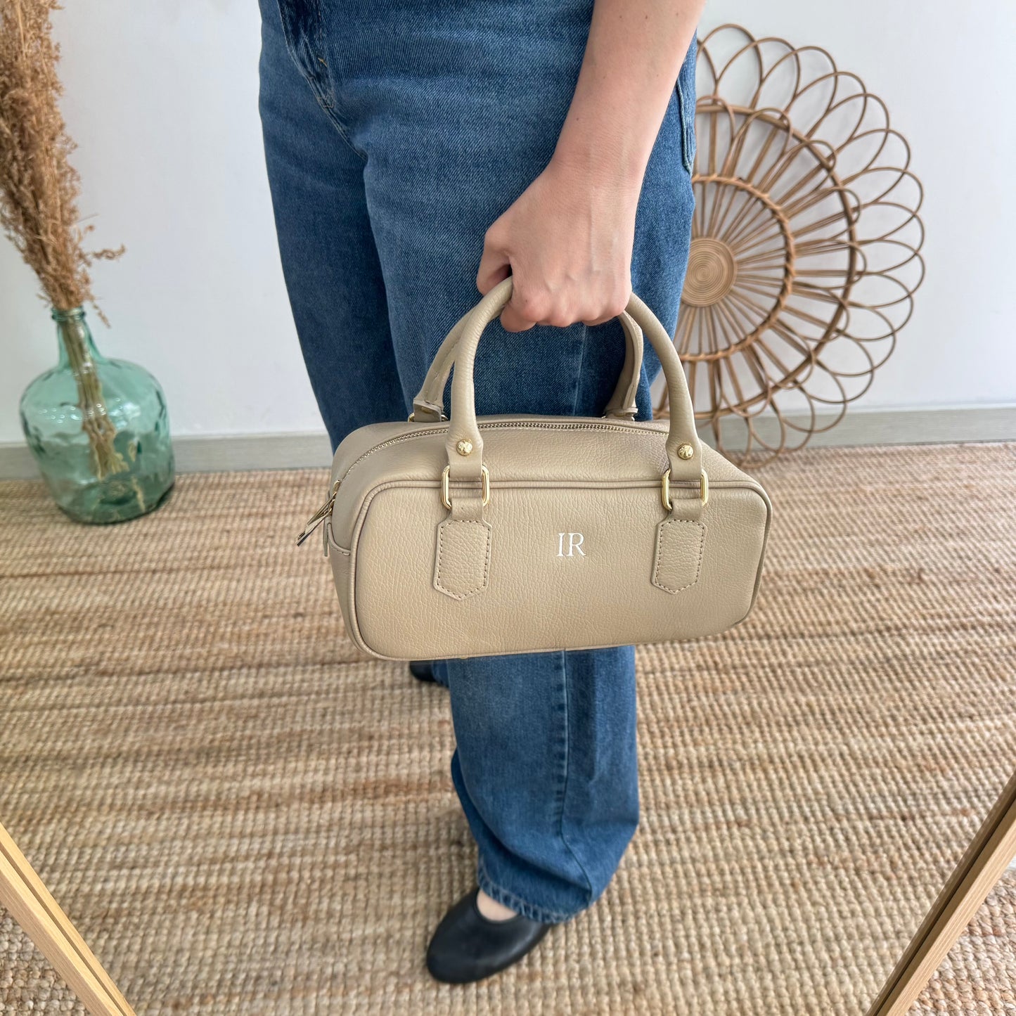Bolso rectangular piel taupe