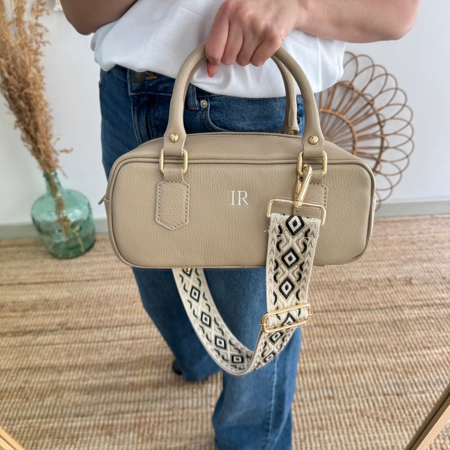 Bolso rectangular piel taupe
