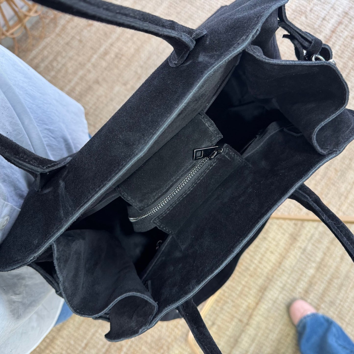 Bolso shopper hebillas serraje negro - Bubbleshopbcn