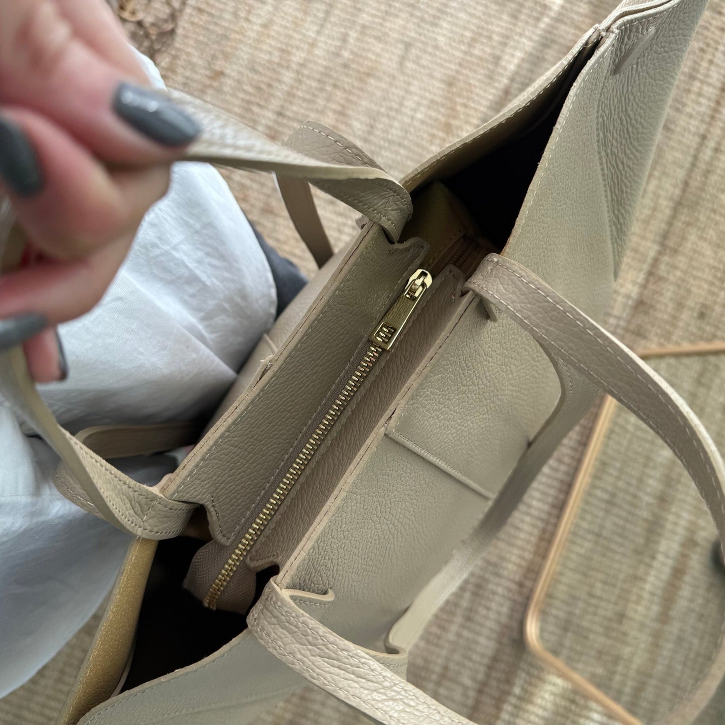 Bolso tote taupe piel - Bubbleshopbcn
