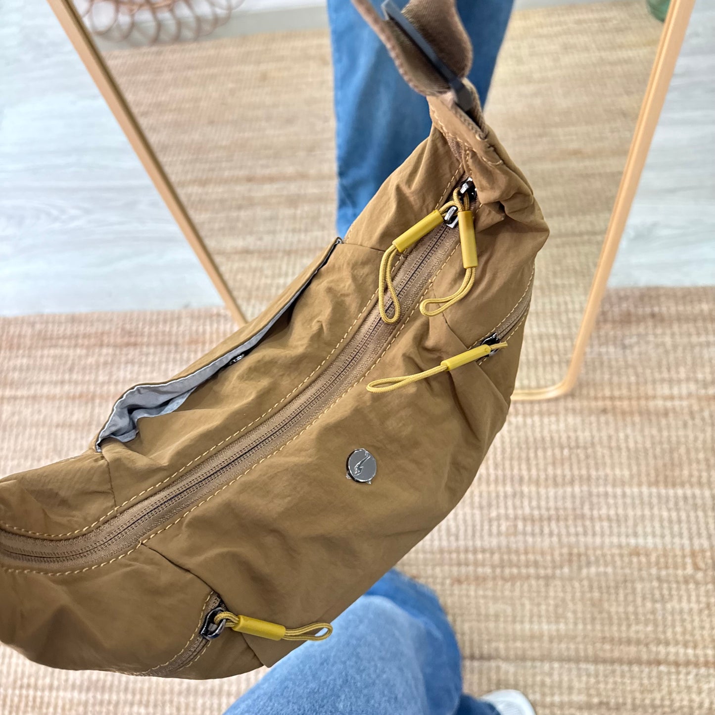 Bandolera nylon camel
