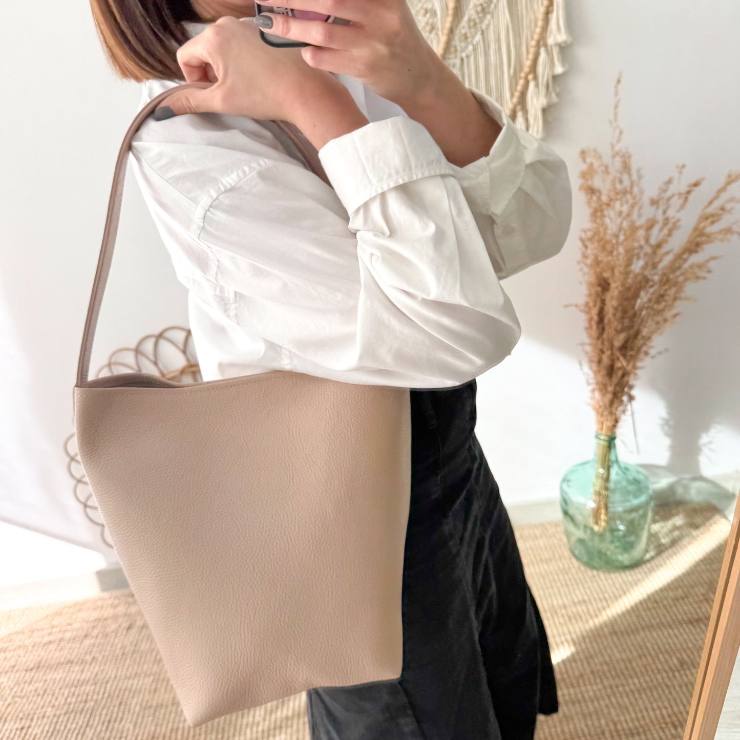 Bolso cubo piel rosa