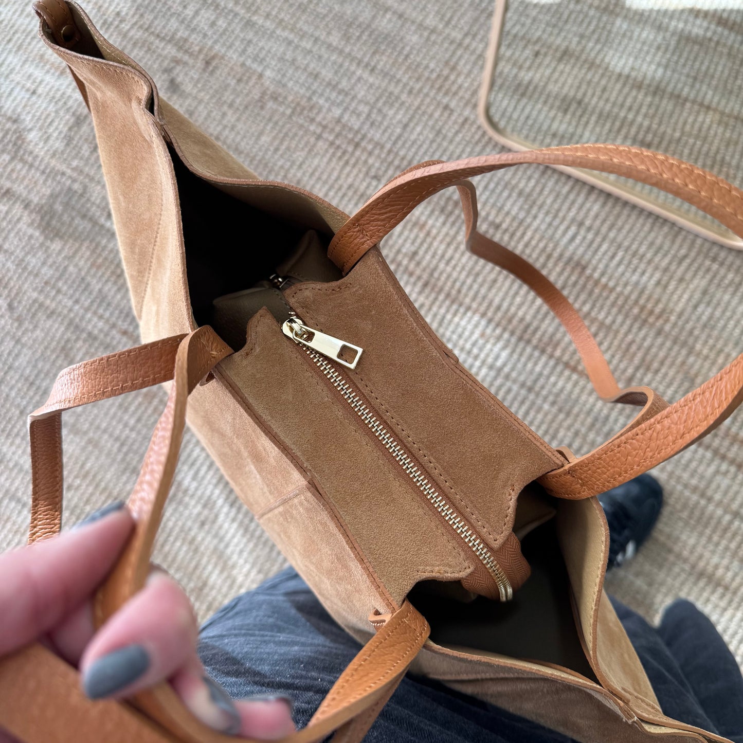 Bolso tote serraje camel