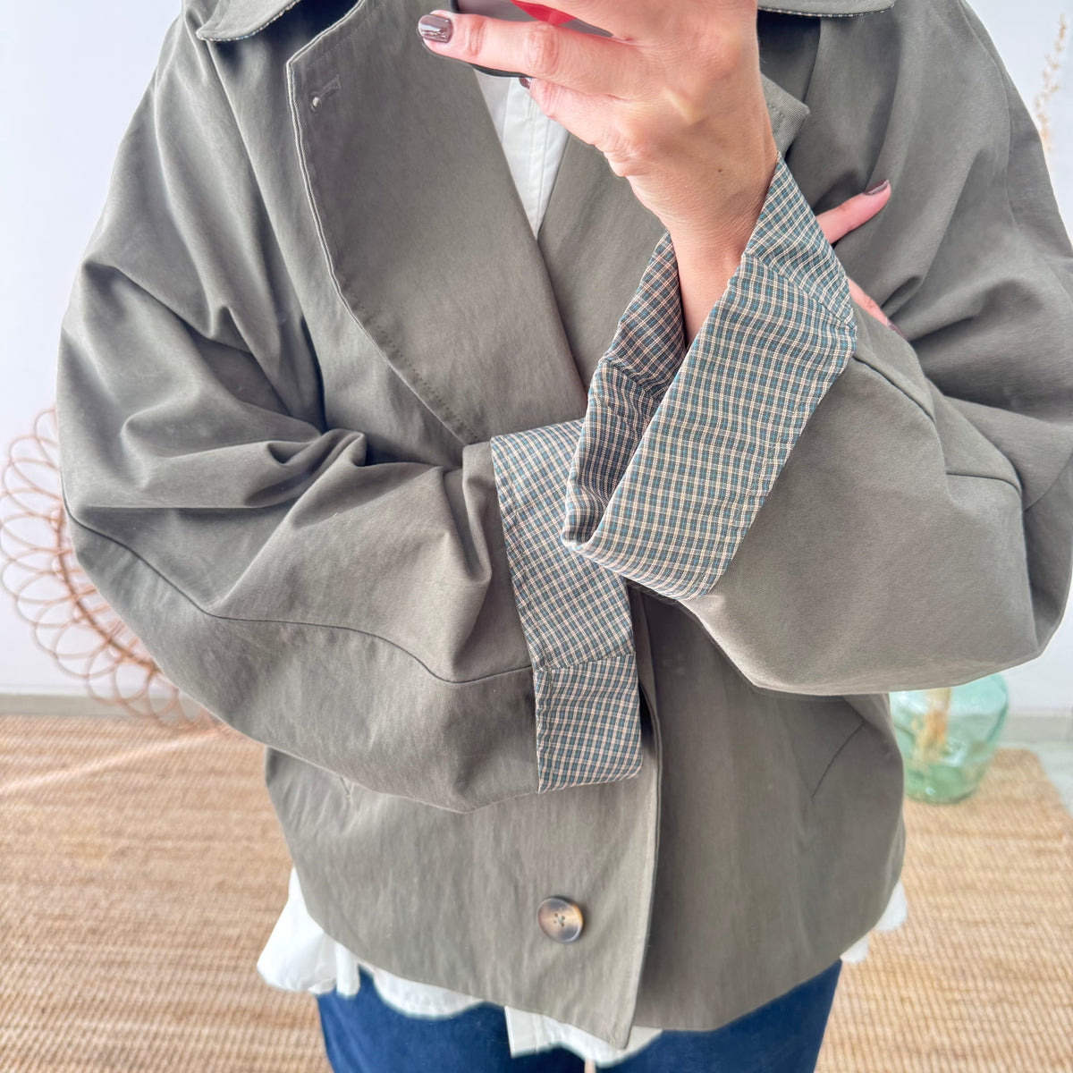Chaqueta tipo gabardina caqui