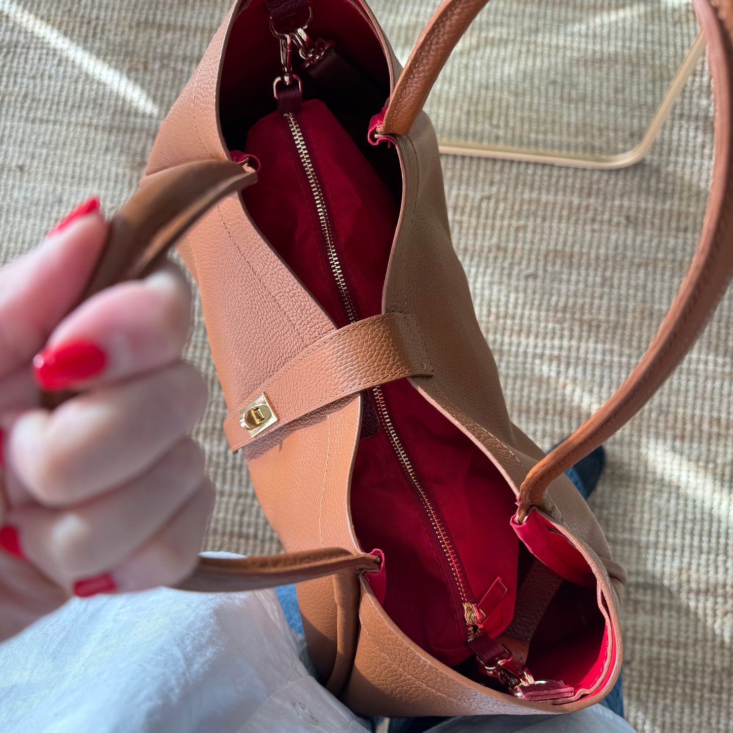 Bolso shopping piel camel