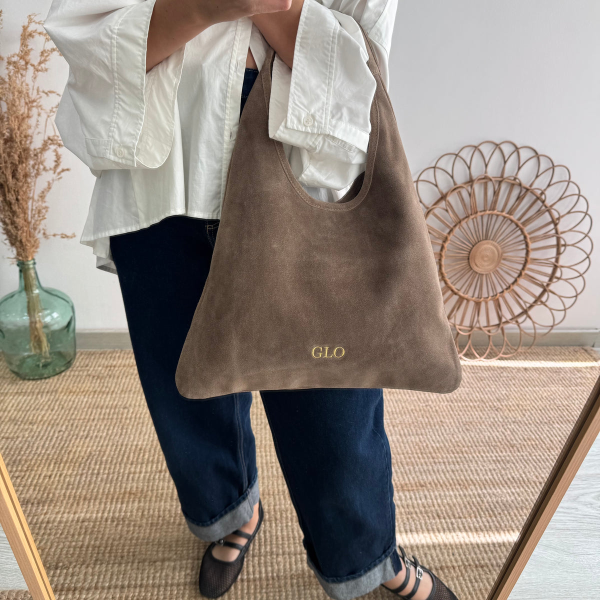 Bolso hobo serraje taupe