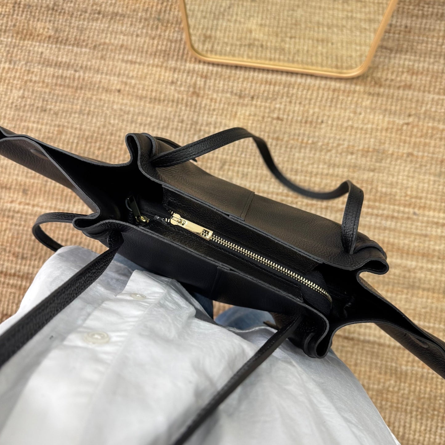 Bolso tote piel negro tiras - Bubbleshopbcn