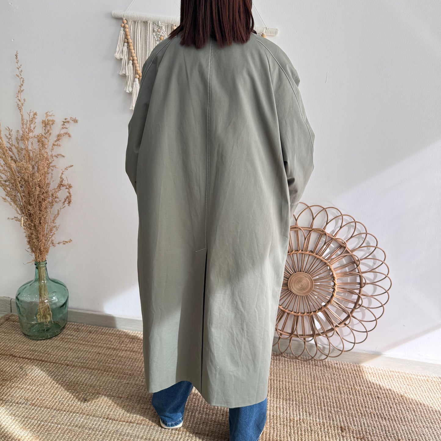 Gabardina larga caqui