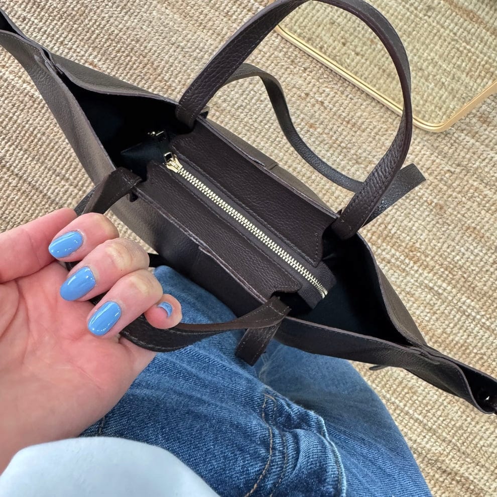 Bolso tote marrón piel