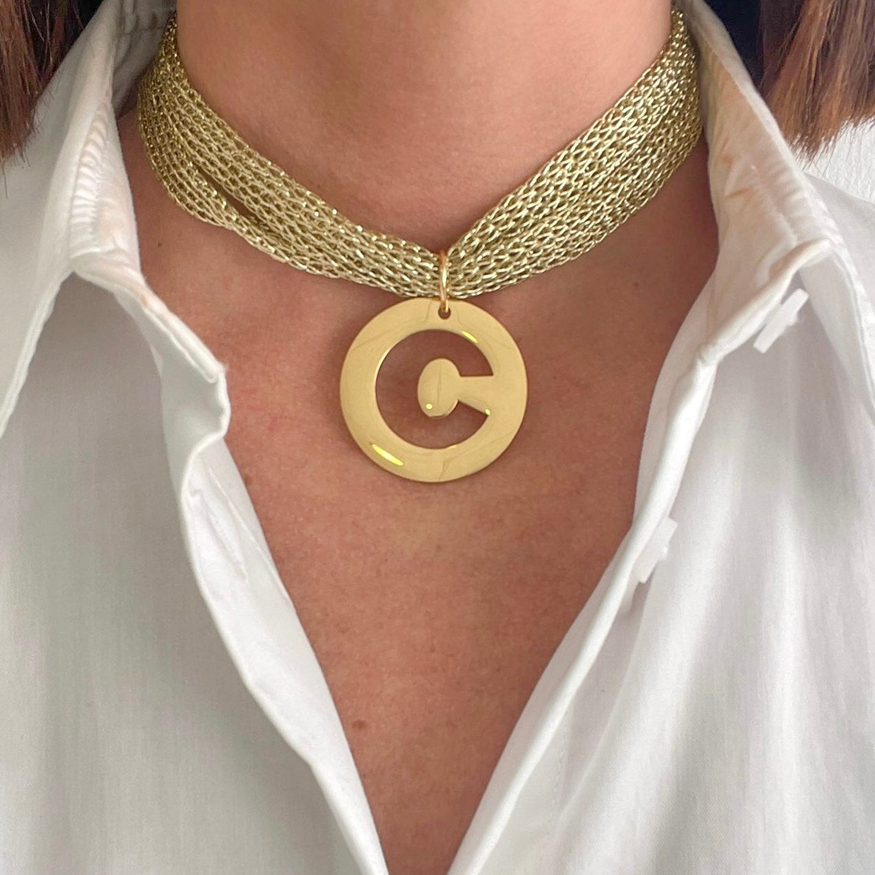 COLLAR INICIAL CON MALLA METALIZADA