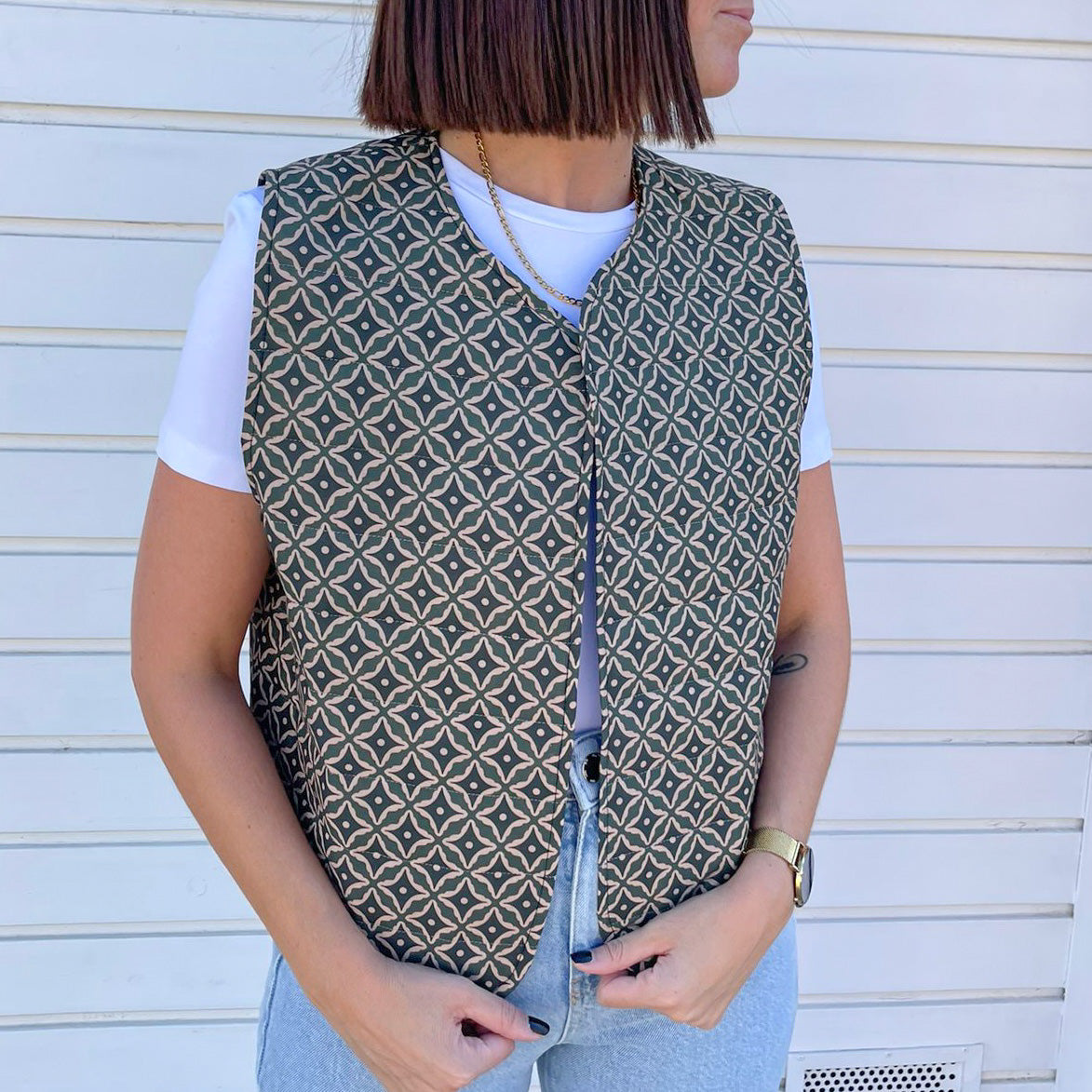 Chaleco con acolchado finito estampado nº 2