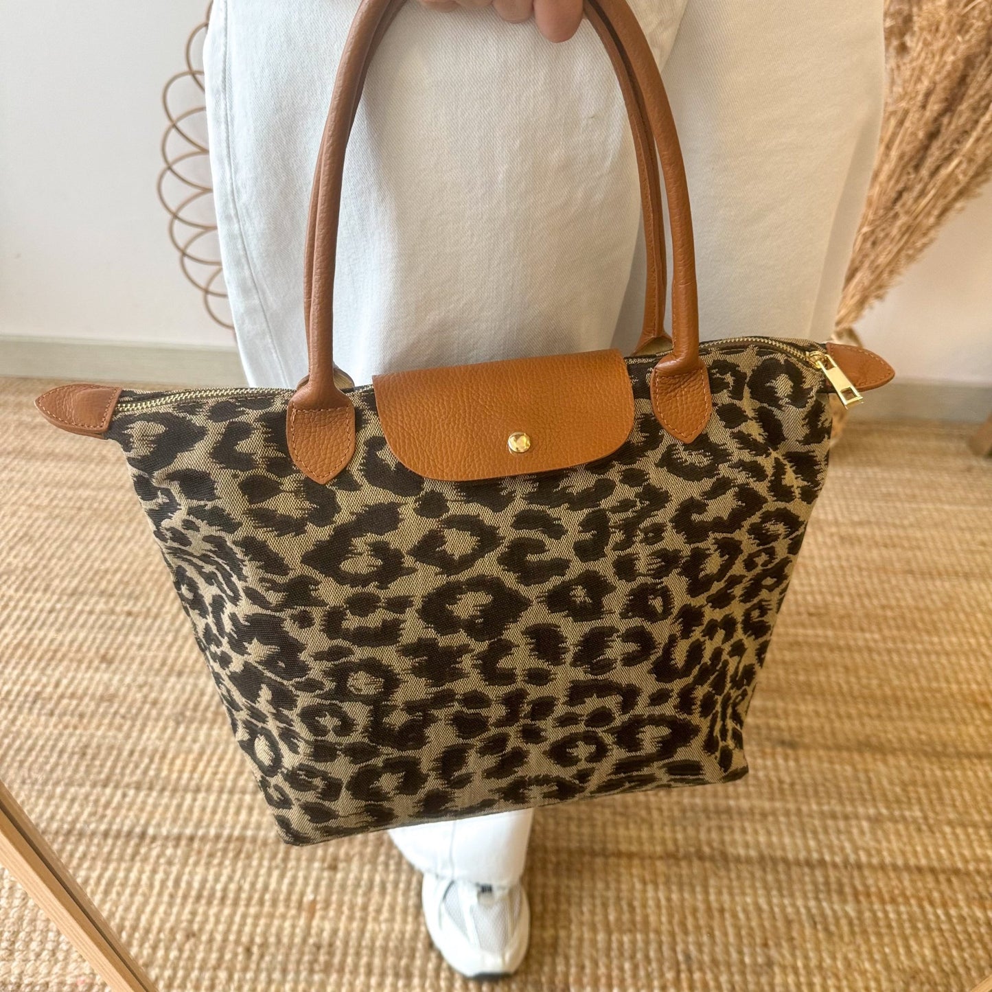 Bolso combinado piel animal print camel - Bubbleshopbcn