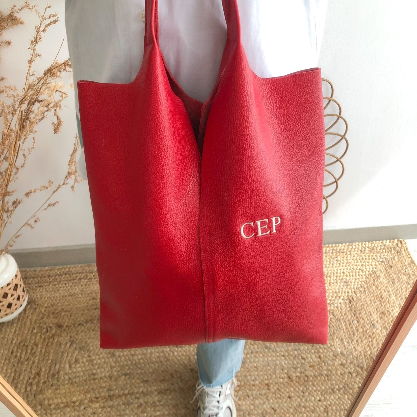 Bolso Tote piel rojo con monedero - Bubbleshopbcn