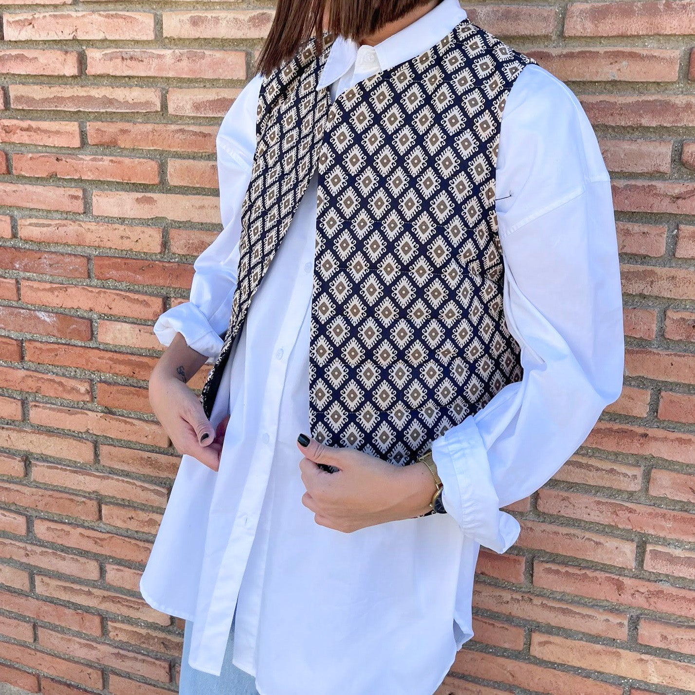 Chaleco con acolchado finito estampado nº 3